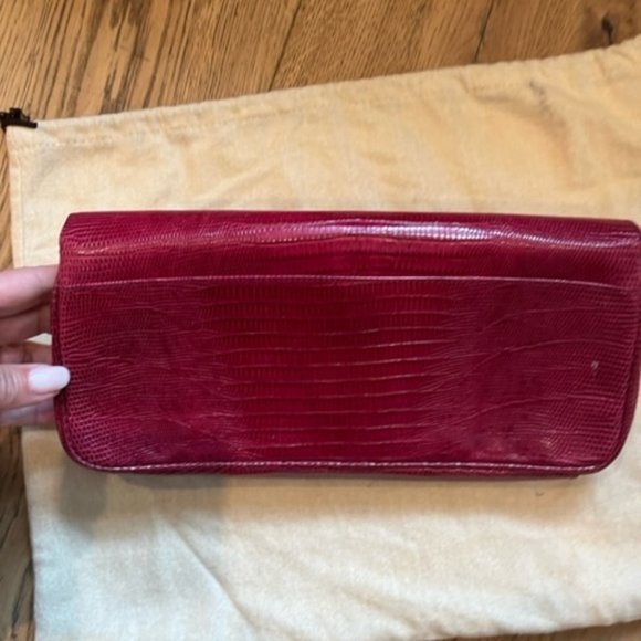 Coach Clutch Bag Genuine Alligator Clutch Magenta Italy 2001 HTF Rare Vintage - Picture 3 of 8